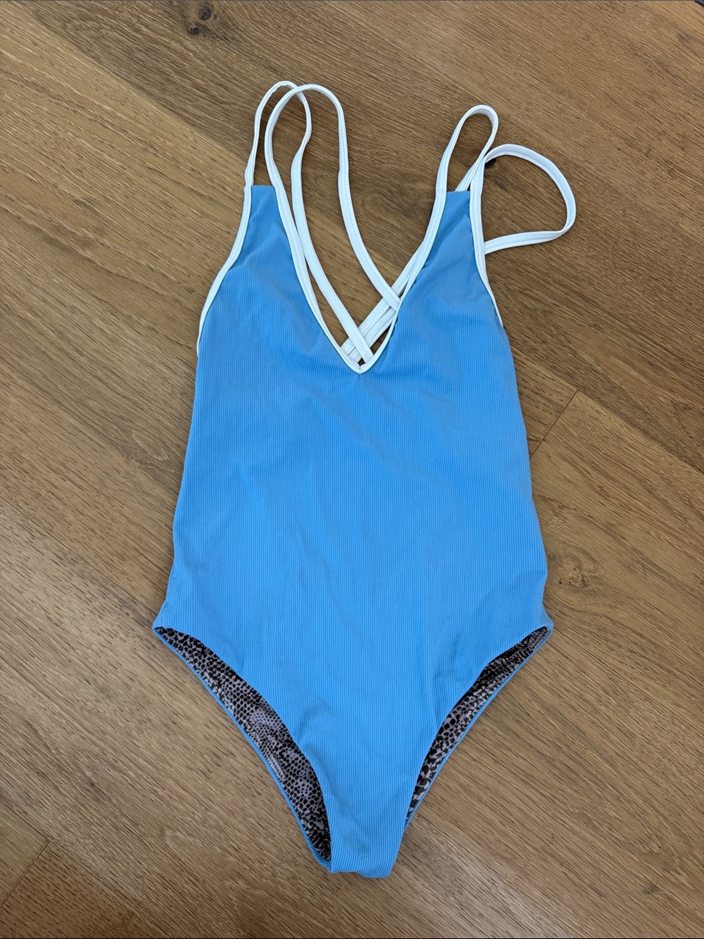acacia swimwear baja piped one piece NWOT